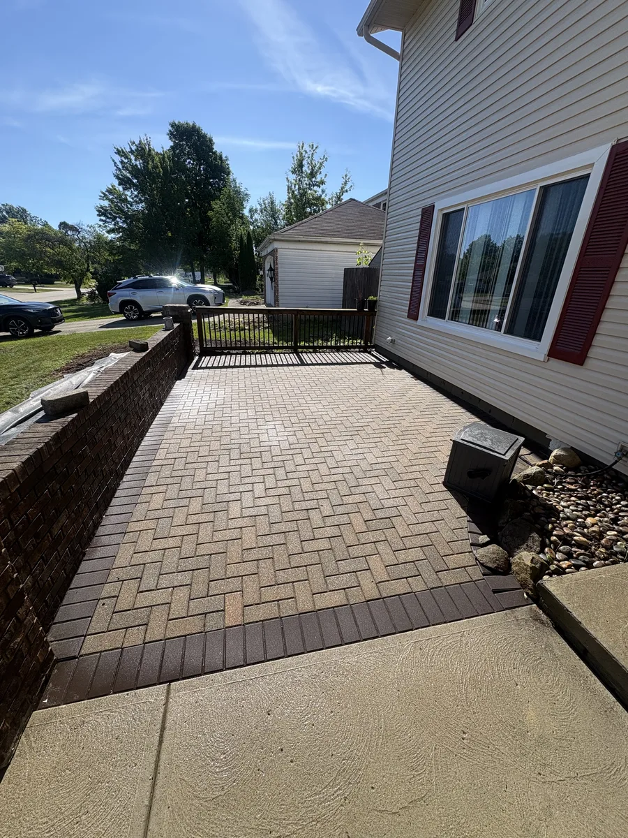 Paver patio after pressure washing